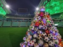 В Сочи установили елку из футбольных мячей