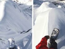 Сноубордист снял на видео свой захватывающий спуск по горе