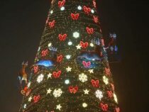 В Оше   на центральной площади засияла огнями очень стильная елка