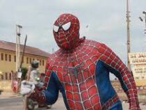 Человек-паук с граблями борется за чистоту улиц