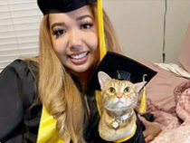 Кошка получила высшее образование вместе с хозяйкой