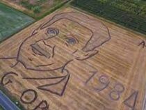 Художник нарисовал портрет Оруэлла трактором в поле