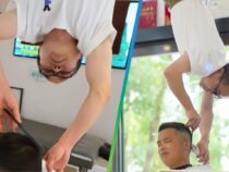 В Китае парикмахер освоил необычную технику стрижки волос